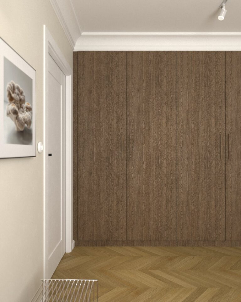 projekt wnetrza biura szafa drewniane fronty fornirowane