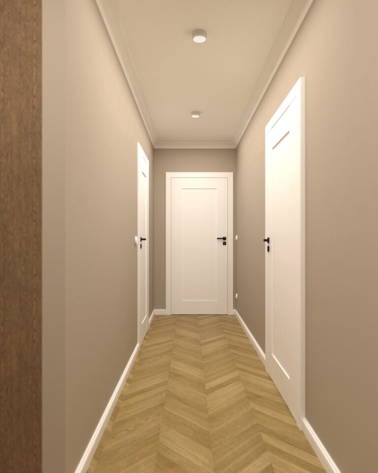 projekt wnetrza przedpokoju ze sztukateria