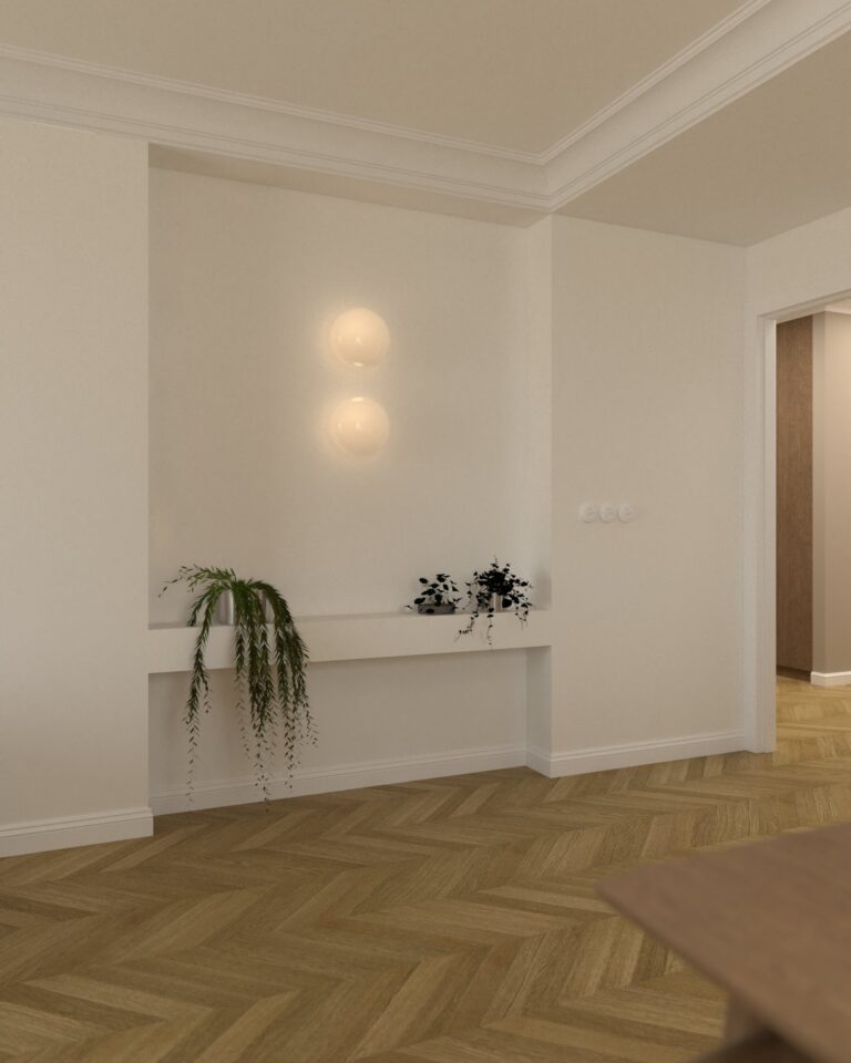 projekt wnetrza salonu kinkiety nemo we wnece