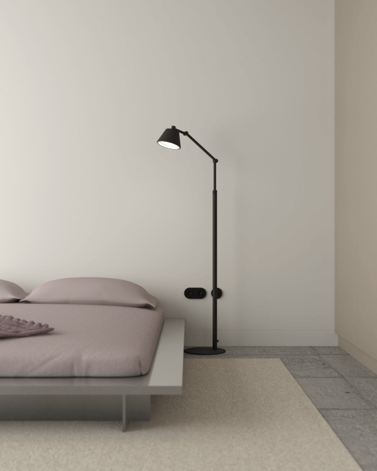 projekt wnętrza mieszkania z betonowym stropem i podłogą minimalistyczna sypiania